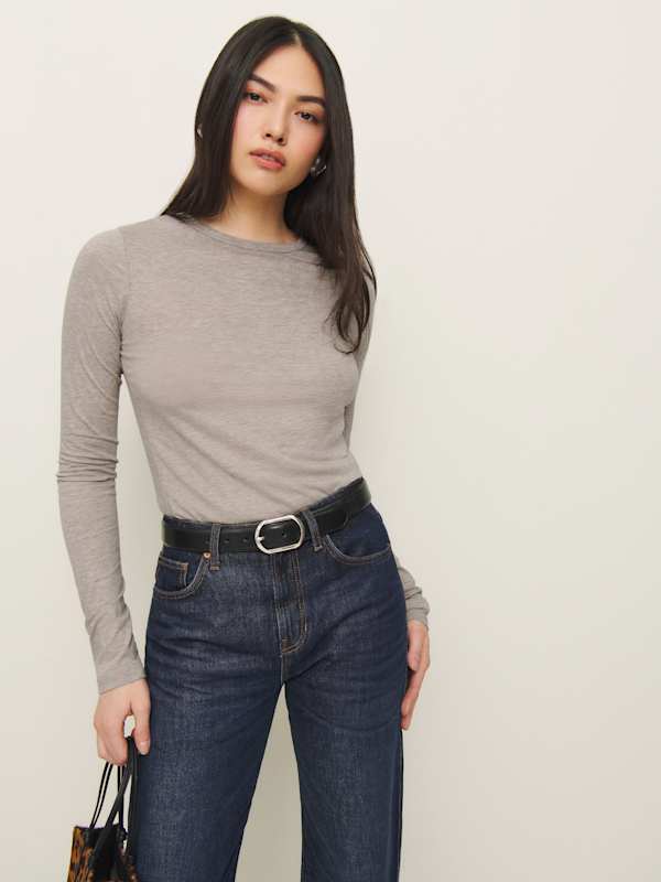 Ezra Slim Fit Long Sleeve - Heather Taupe